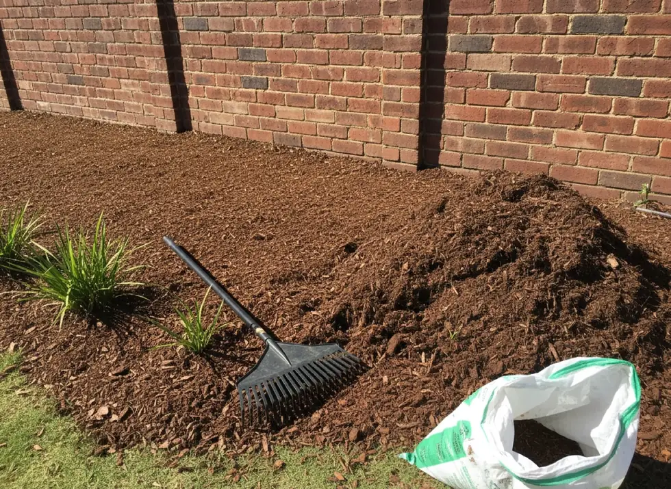 C&J garden maintenance, mulching a native garden bed