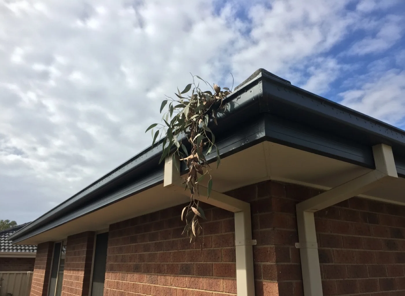 C&J gutter cleaning, brick home eaves
